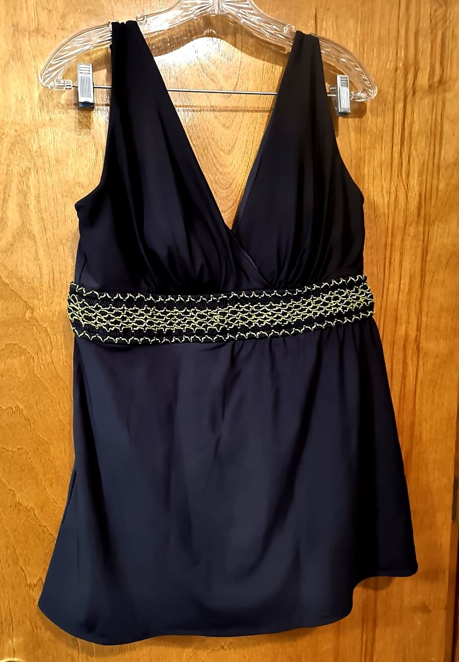 1736. Longitude Black Swimsuit Dress Size 16 One Piece